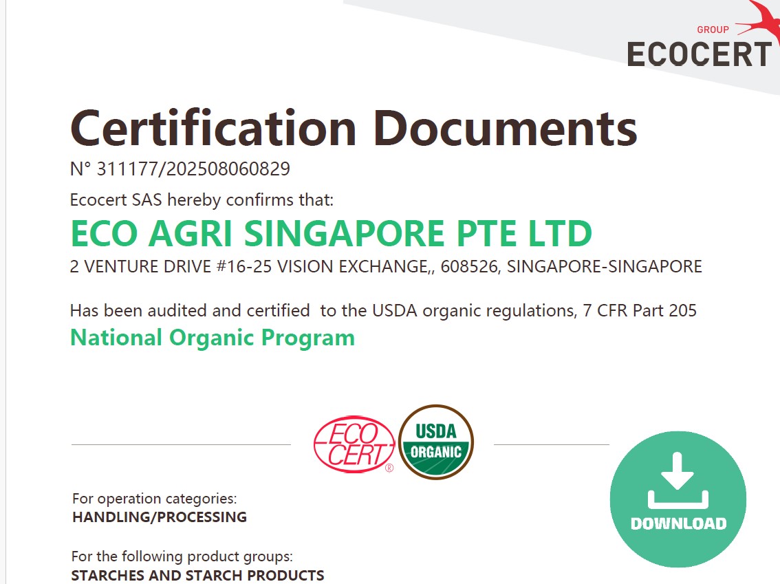 USDA Organic Certificate – Eco Agri (Ecocert SAS)